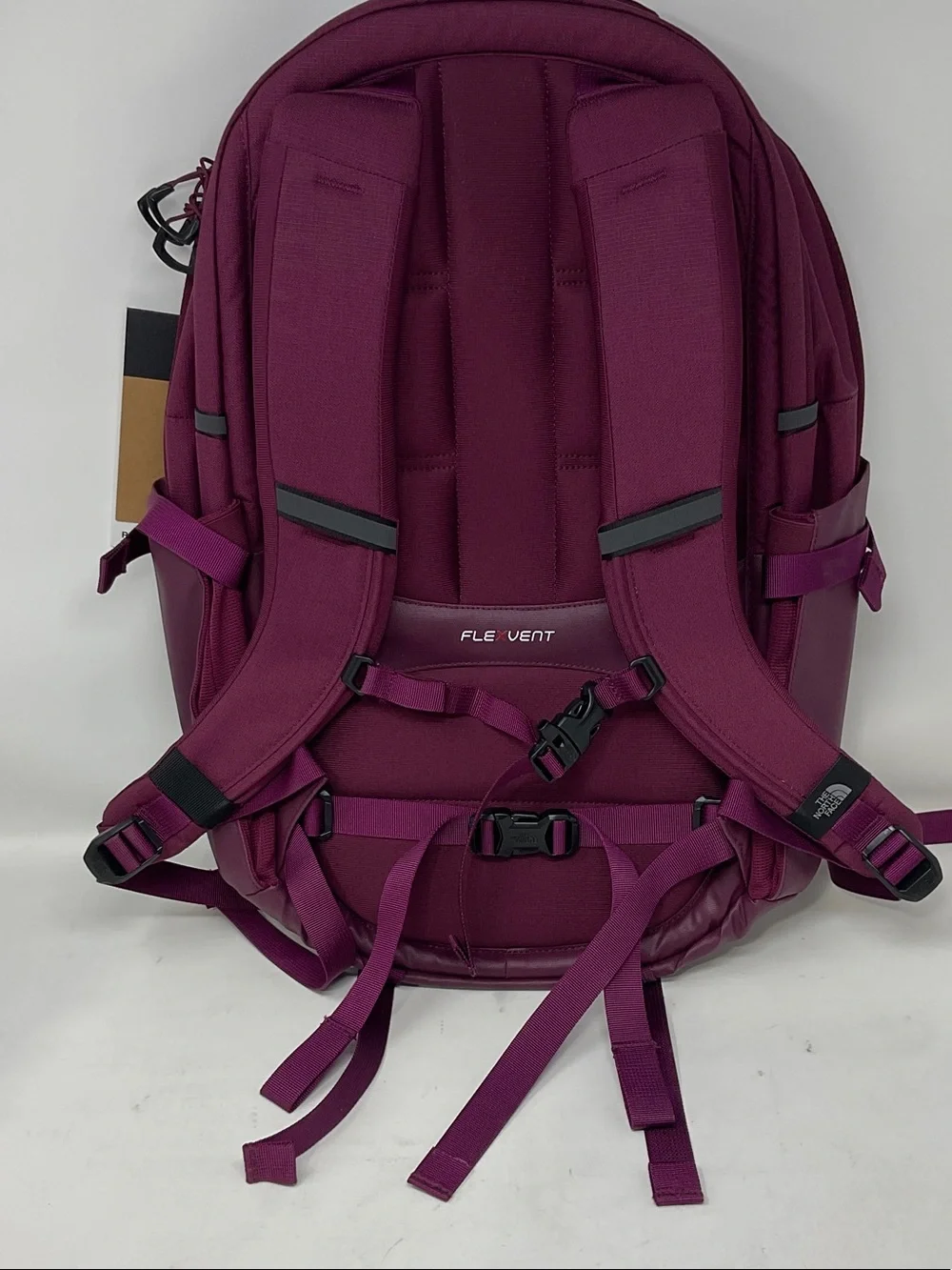 The North Face Backpack in Plum with Bright Red Accents